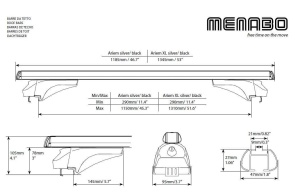 Menabo Ariem Black XL roof bars for Mitsubishi Outlander PHEV 2014+ - Img 7
