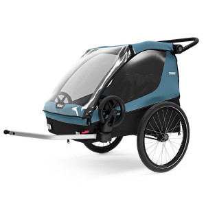 Child bike trailer, Thule Courier, Aegean Blue, 2 seats