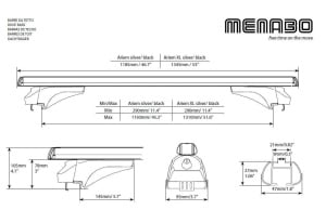 Menabo Ariem Black XL roof bars for Kia Sorento (UM) 2014-2018 - Img 7