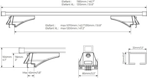 Menabo Elefant roof bars for BMW 3 Series (F31) Touring, 2012-2015 (flush rails) - Img 5