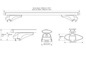 Menabo Sonic Black XL roof bars for Kia Sorento Hybrid / Plug-in 2021+ - Img 7
