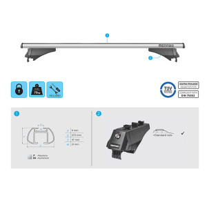 aluminium Menabo Penta M roof bars for Citroen C4 Cactus, model 2014-2018 - Img 2
