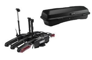 Bike rack Thule Epos 3 + roof box Thule Santu tow-bar mounted (13-pin)- for 3 bikes (Copy 1)