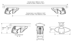 Menabo Fender Black roof bars for Mitsubishi Chariot Grandis 1997-2003 - Img 7