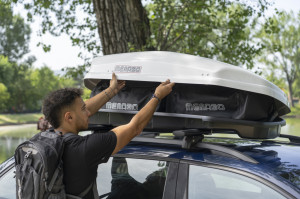 Roof box Menabo Satellite 330 ABS White, 141x77x34cm - Img 5