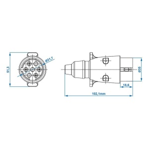 Stecher 7 pini plastic pentru montaj pe cablu, ABS, 12V - Img 2