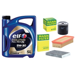 Pachet Revizie Ulei ELF Evolution Full Tech FE 5W30 + Filtre MANN pentru Dacia Dokker 1.5 dCi 90 Diesel 2012+