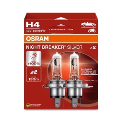 Set 2 Becuri H4 OSRAM Night Breaker Silver +100% 12V 60/55W – Lumina Alba Puternica