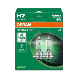 Set 2 Becuri H7 OSRAM Ultra Life 12V 55W – Durata de Viata Extinsa, Halogen Auto