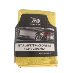 Set 3 Lavete Microfibra 40x40 cm 220G/M2 – Curatare Auto si Uz Casnic
