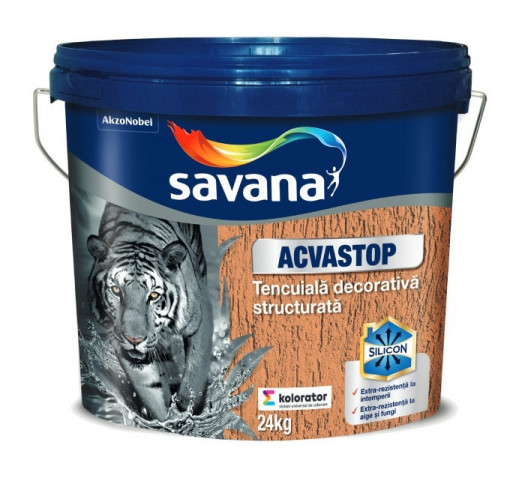 TENCUIALA DECORATIVA STRUCTURATA ALBA SAVANA ACVASTOP 25 KG CU SILICON BO 1.5 mm