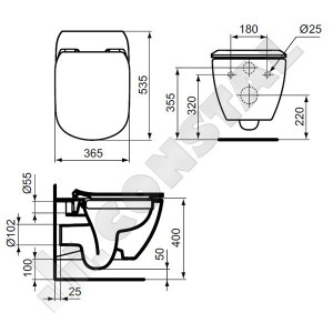 VAS WC SUSPENDAT IDEAL STANDARD TESI RIMLESS T350301 - Img 3