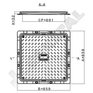 CAPAC CANALIZARE COMPOZIT PATRAT 860X860 A15