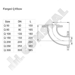 COT FONTA CU FLANSE DN 250 / 90 GR PN 10 - Img 2