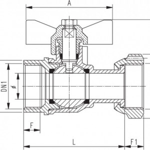 ROBINET TRECERE SFERA CU OLANDEZ 3/4 x 1/2 TOLI AIRAGA AIR 195 - Img 2
