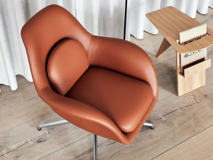 Swoon Petit Lounge Chair - Swivel Base - Leather [DEMO] - Img 2