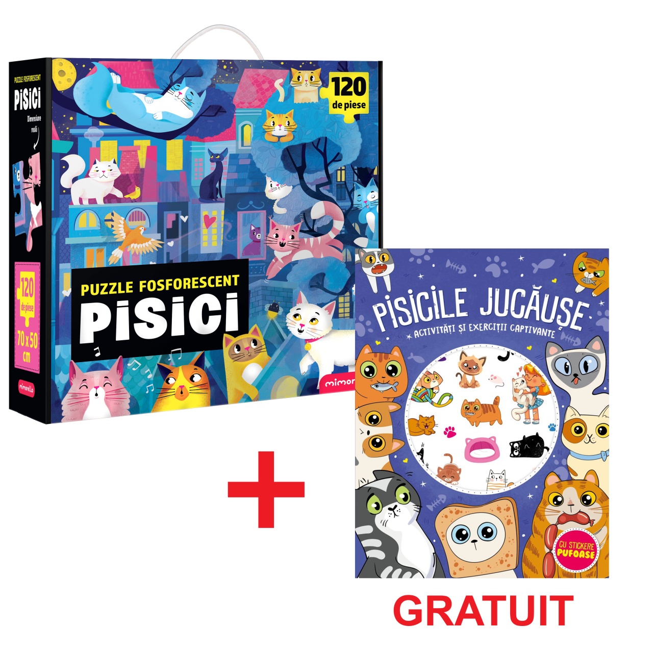 Pachet - Puzzle Fosforescent Mimorello - Pisici - Pisicile jucăuşe GRATUIT