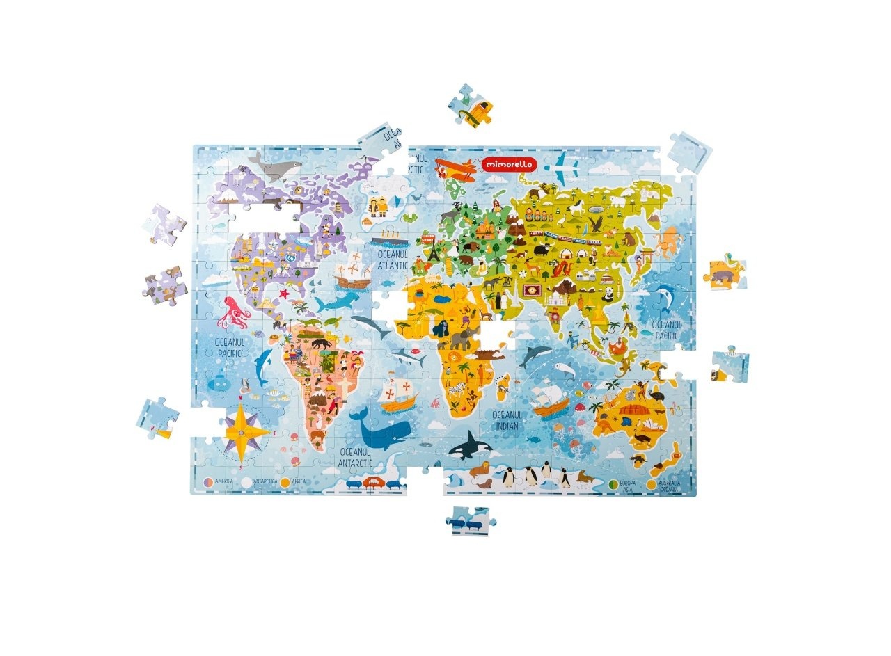 Pachet - Puzzle Mimorello - Harta lumii - Atlas geografic scolar GRATUIT - 1 | YEO