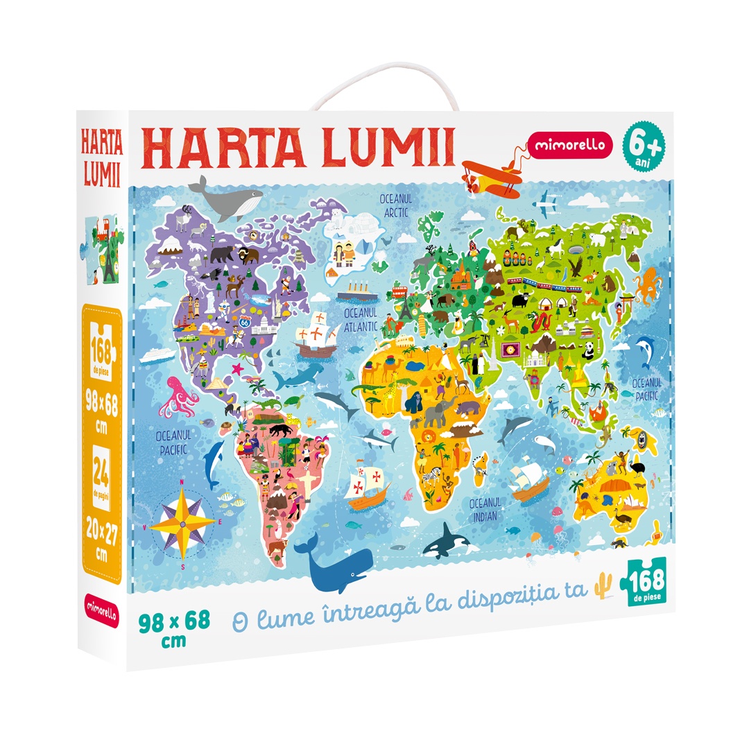 Joc educativ - Puzzle Mimorello - Harta lumii - Editura Kreativ