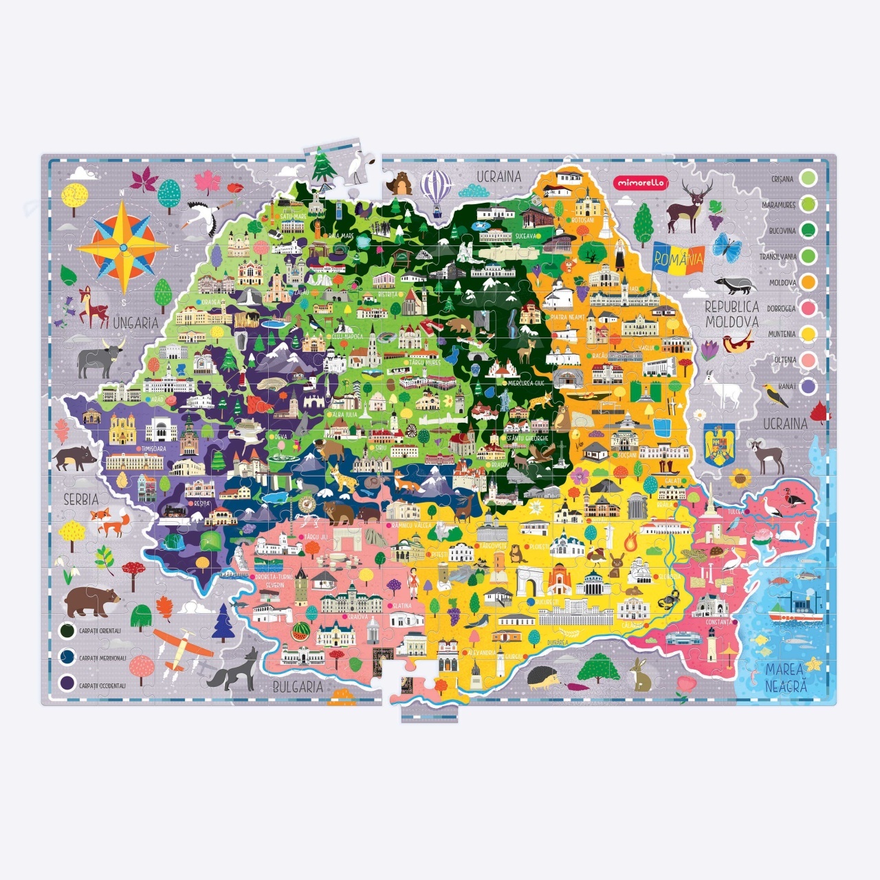Joc educativ - Puzzle Mimorello - Harta României - Editura Kreativ - 1 | YEO