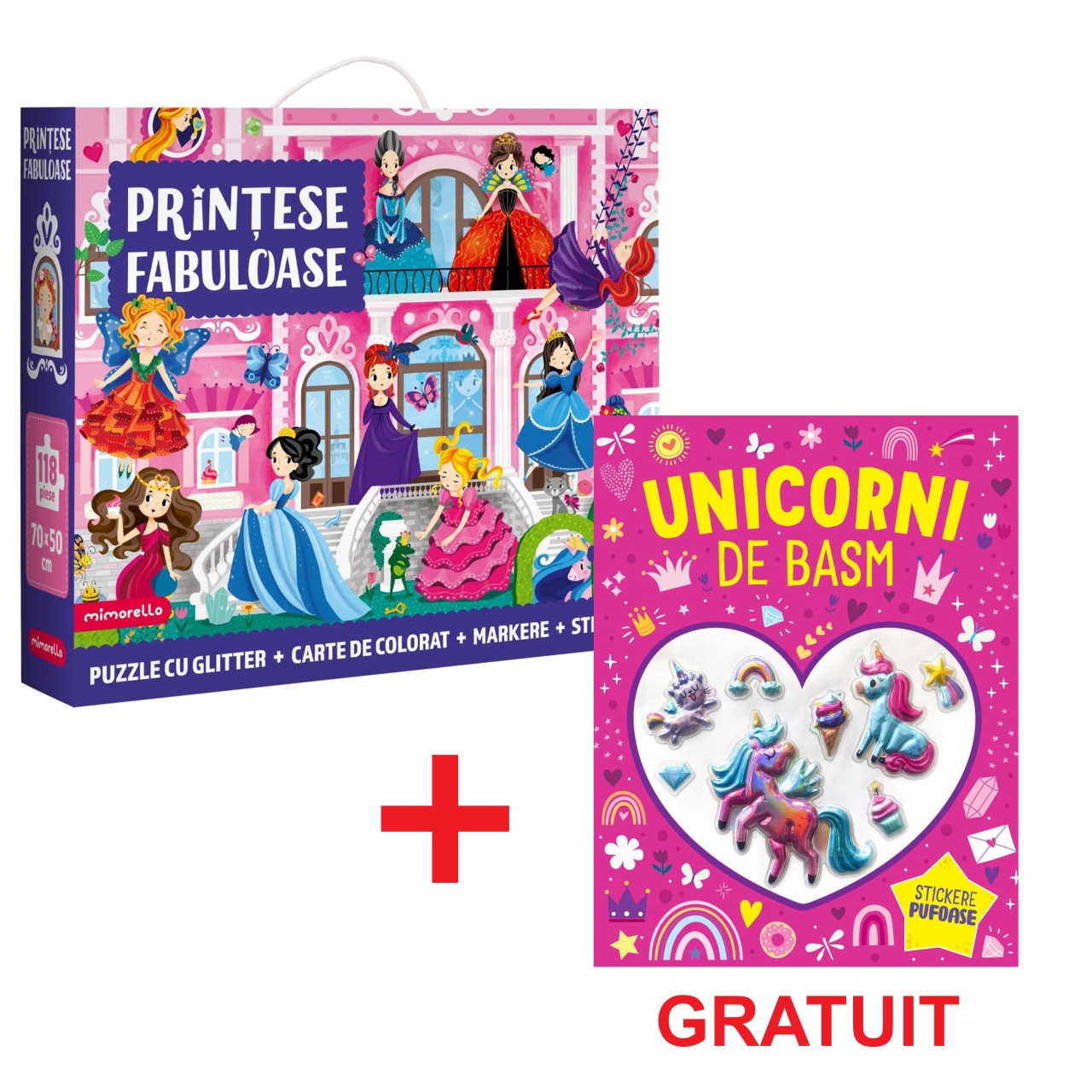 Pachet - Puzzle cu glitter Mimorello - PRINTESE FABULOASE - Unicorni de basm GRATUIT