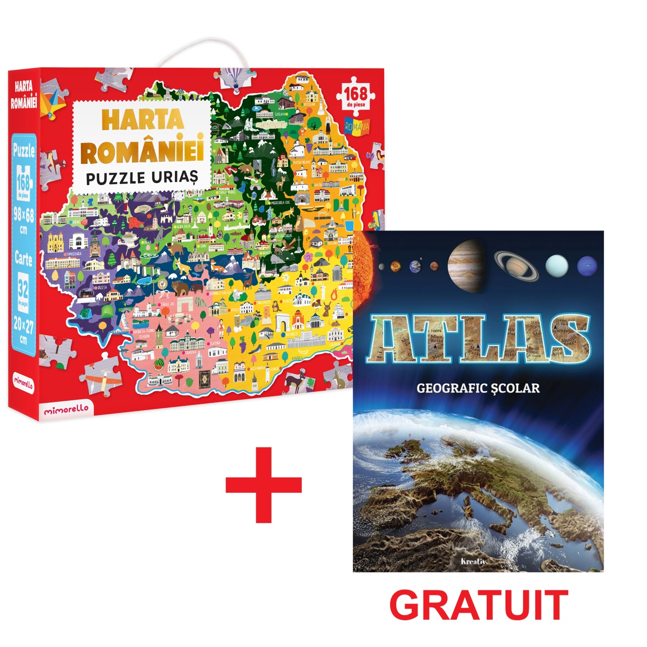 Pachet - Puzzle Mimorello - Harta României - Atlas geografic scolar GRATUIT