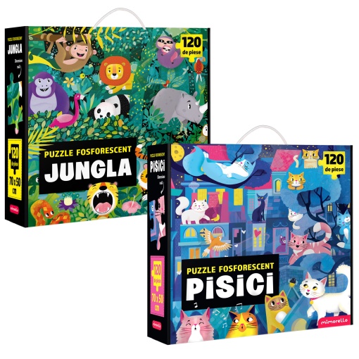 SET - Joc educativ - Puzzle Fosforescent Mimorello - Jungla - Pisici