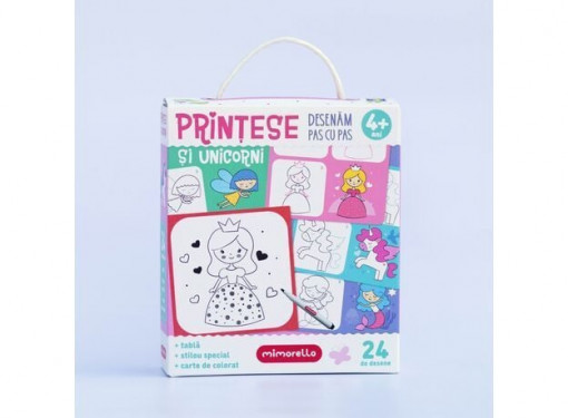 Joc educativ Mimorello - Prințese și unicorni - Desenăm pas cu pas