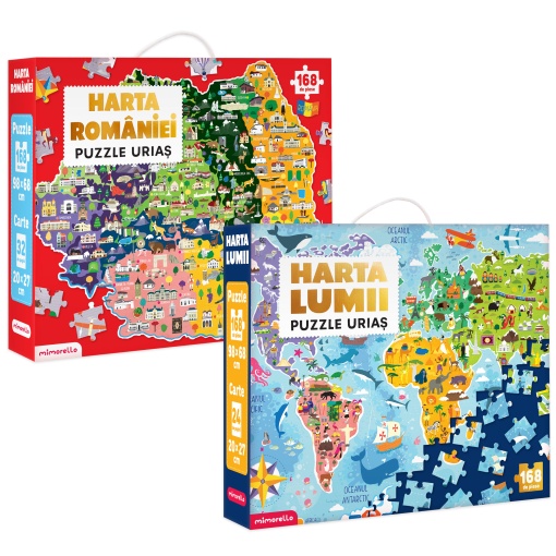 SET - Joc educativ - Puzzle Mimorello - Harta României - Harta lumii