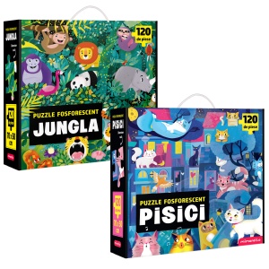 SET - Joc educativ - Puzzle Fosforescent Mimorello - Jungla - Pisici - Img 1