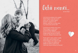 Coperta cărții 'Pentru Mămica Mea' cu ilustrații florale și inimioare