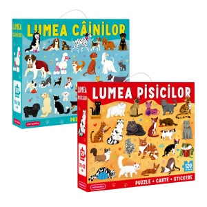 SET - Joc educativ - Puzzle Mimorello - Lumea Pisicilor, Lumea Cainilor