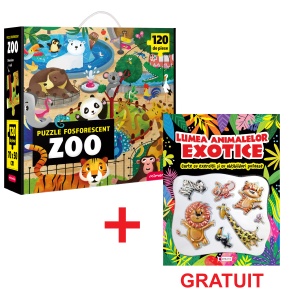 Pachet - Puzzle Fosforescent Mimorello - ZOO - Lumea animalelor exotice GRATUIT