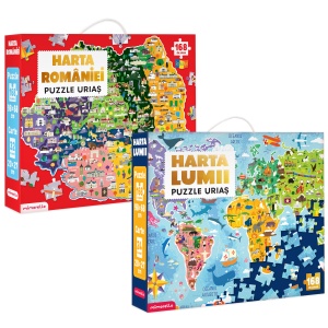 SET - Joc educativ - Puzzle Mimorello - Harta României - Harta lumii - Img 1