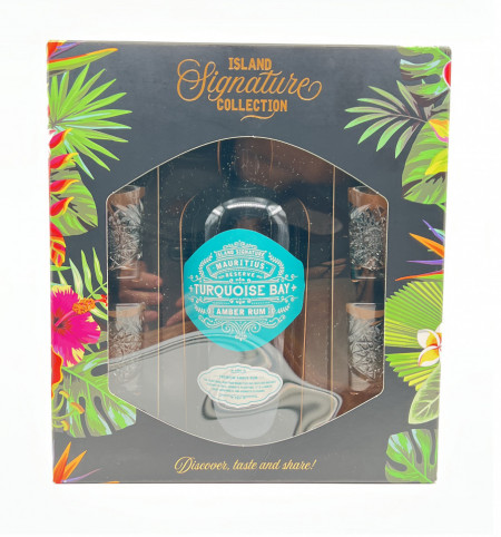 Rom Turquoise Bay, Set 4 pahare incluse, 40%, 700 ml