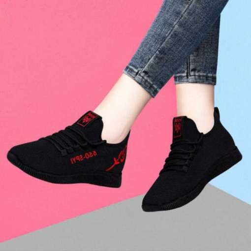 Pantofi sport "SuperFashion HTWM-26 Black Red"