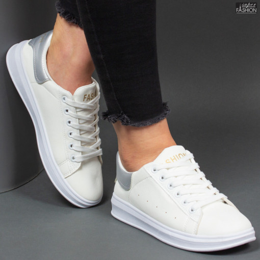 Pantofi sport ''Mod Fashion LB8801 White Silver"