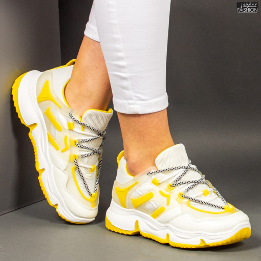 Pantofi Sport "Delux Fashion 1765 White Yellow"