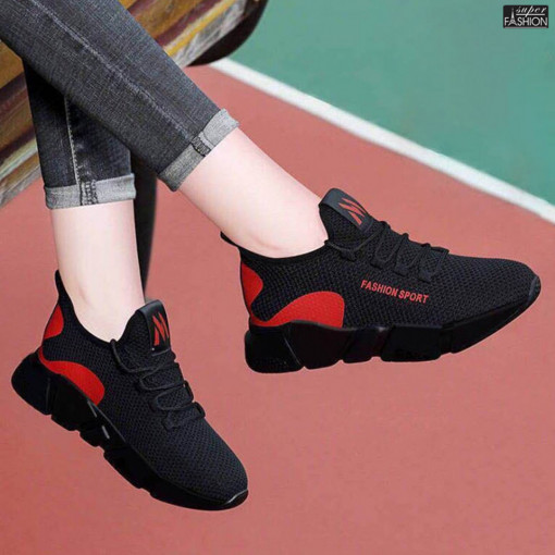 Pantofi sport "SuperFashion HTWM-19 Black Red"