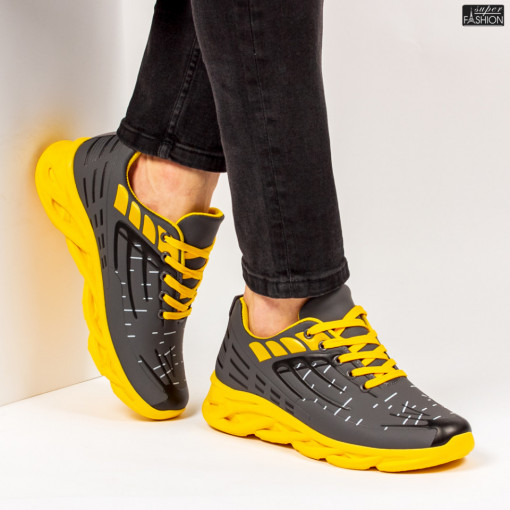 Pantofi Sport "ALD Fashion HQ-110-098 D. Grey Yellow''
