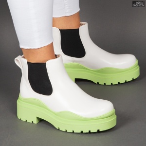 Ghete ''Lavy Fashion K301 White Green" - Img 2