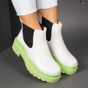 Ghete ''Lavy Fashion K301 White Green" - Img 4