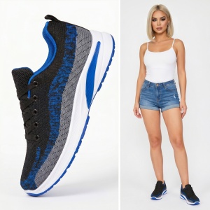 Pantofi Sport ''WE Fashion 351-2 Black R.Blue''