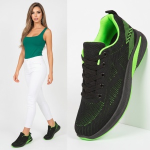 Pantofi Sport ''WE Fashion 353-2 Black Shining Green''