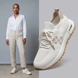 Pantofi sport "SuperFashion HTWM-41 White Coffe"