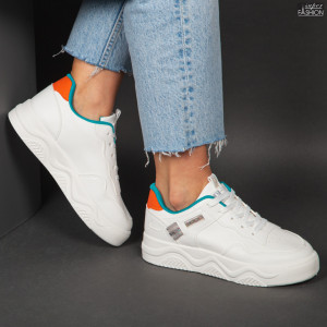 Pantofi Sport "Z Fashion 1280 White Green" - Img 2