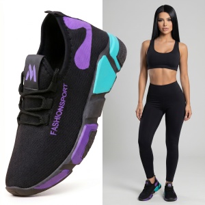 Pantofi sport "SuperFashion HTWM-7 Black Purple"
