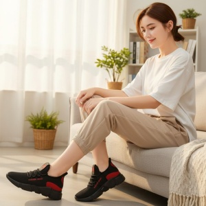 Pantofi sport "SuperFashion HTWM-19 Black Red" - Img 12