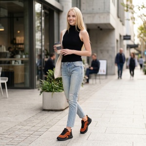 Pantofi Sport ''WE Fashion 8815D Black Orange'' - Img 5
