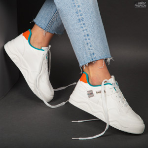 Pantofi Sport "Z Fashion 1280 White Green" - Img 4